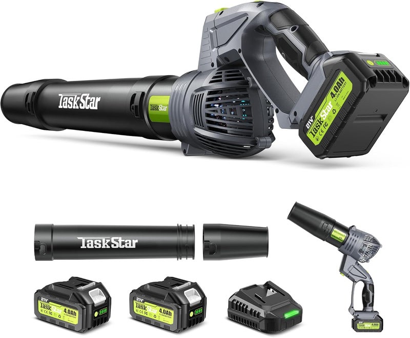 TaskStar Leaf Blower for Lawn: 550CFM Battery Electric Cordless Small Blower with Swivel Head Total 8.0 Ah Battery & Charger - Mini-Leaf for Decker Car Patio Yard - Image 1